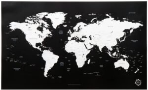 travel world map black and white